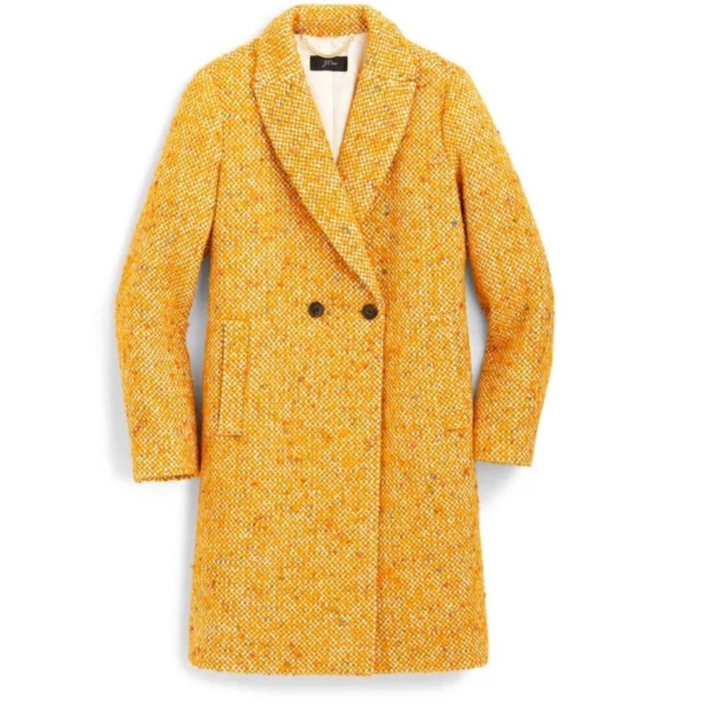 J Crew Yellow Multi Tweed Daphne Topcoat 12